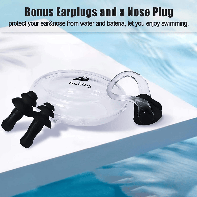 2 Pack Unisex Swim Caps with 3D Ear Protection, Durable Flexible Silicone Swimming Hats for Women Men Kids Adults, Bathing Swimming Caps for Short/Long Hair with Ear Plugs&Nose Clip Sporting Goods > Outdoor Recreation > Boating & Water Sports > Swimming > Swim Caps Alepo   