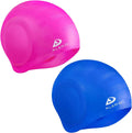 2 Pack Unisex Swim Caps with 3D Ear Protection, Durable Flexible Silicone Swimming Hats for Women Men Kids Adults, Bathing Swimming Caps for Short/Long Hair with Ear Plugs&Nose Clip Sporting Goods > Outdoor Recreation > Boating & Water Sports > Swimming > Swim Caps Alepo Rose Pink  