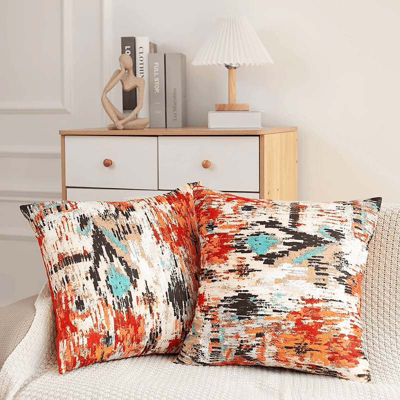 2 Pack Vintage Burnt Orange Throw Pillow Covers Set of 16 X 16 Inch Abstract Art Retro Rust Graffiti Decorative Pillowcases Modern Artwork Outdoor Cushion Cover Home Decor for Bedroom Sofa Living Room Home & Garden > Decor > Chair & Sofa Cushions Qahing   