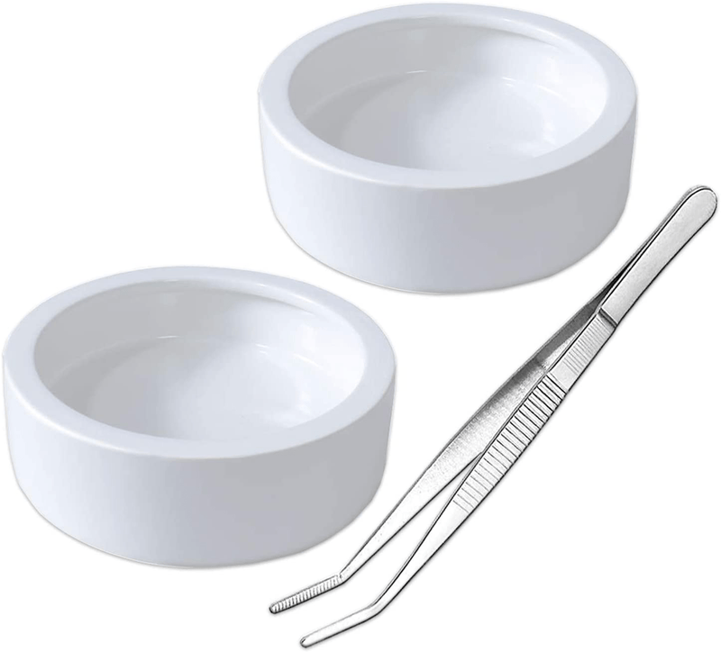 2 Pack Worm Dish Reptile Food Bowl Bearded Dragon Ceramic Bowl with Feeding Tongs (White-Large) Animals & Pet Supplies > Pet Supplies > Reptile & Amphibian Supplies > Reptile & Amphibian Habitats WYJTPONE White-Large  