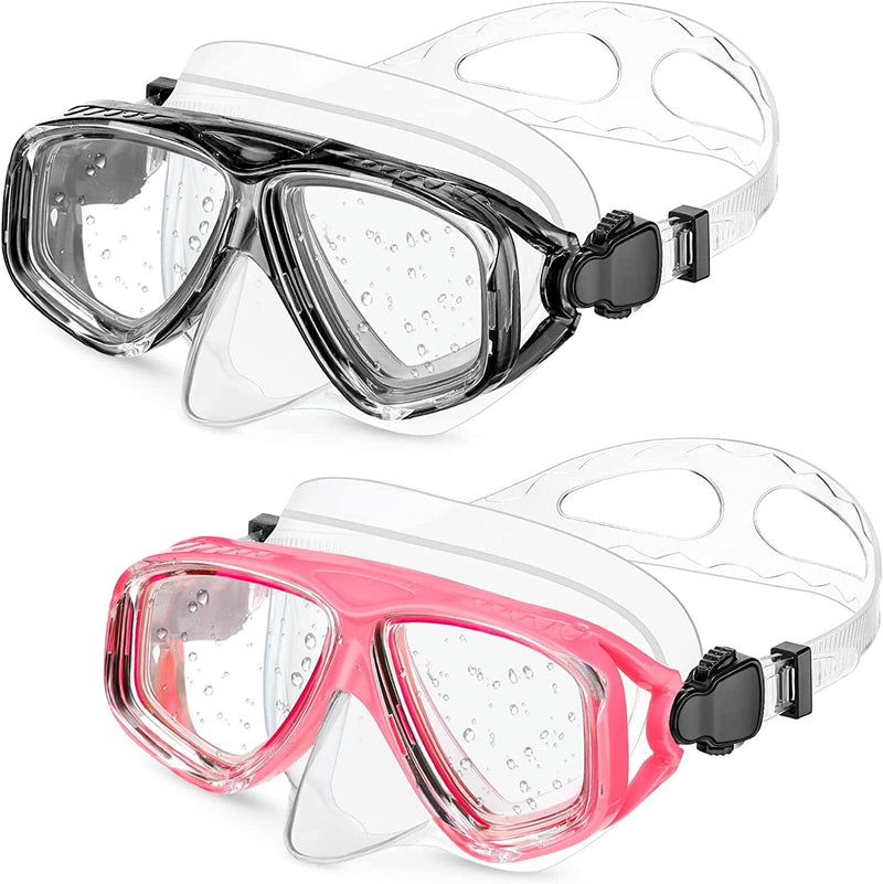 2 Packs Kids Swim Diving Mask Goggles Nose Goggles Underwater Swimming Goggles Snorkel Goggles for Kids Youth Sporting Goods > Outdoor Recreation > Boating & Water Sports > Swimming > Swim Goggles & Masks Flutesan Black, Pink  