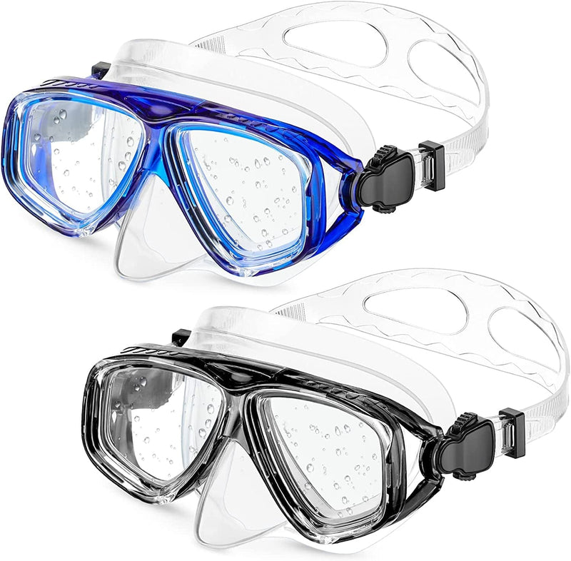 2 Packs Kids Swim Diving Mask Goggles Nose Goggles Underwater Swimming Goggles Snorkel Goggles for Kids Youth Sporting Goods > Outdoor Recreation > Boating & Water Sports > Swimming > Swim Goggles & Masks Flutesan Blue and Black  
