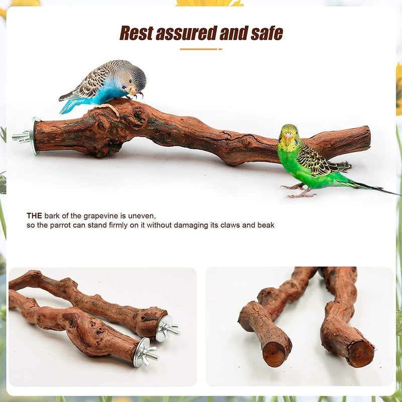 2 Packs Parrot Perch Stand,Natural Grapevine Wood Perch Parrots Cage Perch Toys Suitable for Small or Medium Parrots Parakeets Cockatiels Conures Lovebirds in Cage Accessories Supplies (Style-1) Animals & Pet Supplies > Pet Supplies > Bird Supplies > Bird Cages & Stands S-Mechanic   