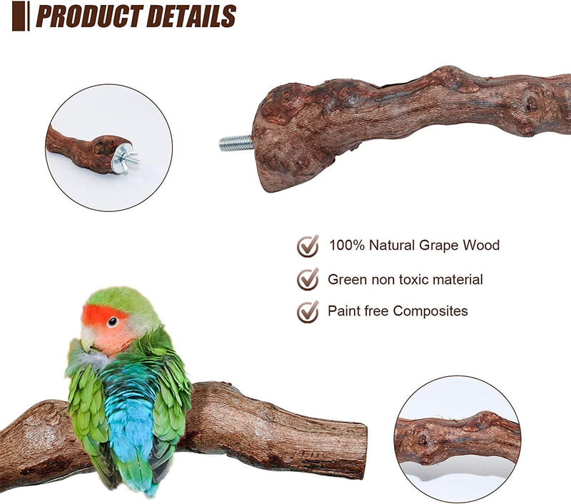 2 Packs Parrot Perch Stand,Natural Grapevine Wood Perch Parrots Cage Perch Toys Suitable for Small or Medium Parrots Parakeets Cockatiels Conures Lovebirds in Cage Accessories Supplies (Style-1)