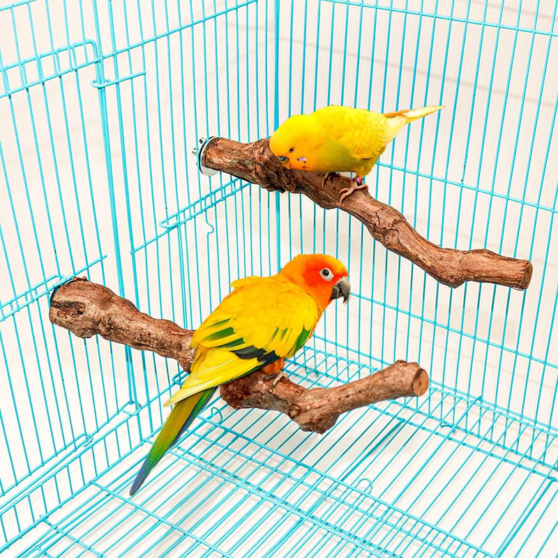 2 Packs Parrot Perch Stand,Natural Grapevine Wood Perch Parrots Cage Perch Toys Suitable for Small or Medium Parrots Parakeets Cockatiels Conures Lovebirds in Cage Accessories Supplies (Style-1) Animals & Pet Supplies > Pet Supplies > Bird Supplies > Bird Cages & Stands S-Mechanic   