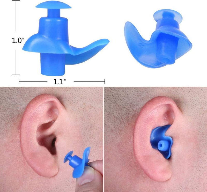 2 Pairs Swimming Ear Plugs with Storage Case, Blue Earplugs for Adults, Reusable Silicone Waterproof Ear Plugs for Swimming, Showering, Surfing and Other Water Sports Sporting Goods > Outdoor Recreation > Boating & Water Sports > Swimming Cshopping   