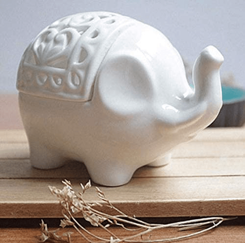 2 PCS Set Cute Elephant Shaped Openwork Design Ceramic Decorative Tea Light Candleholder Home & Garden > Decor > Home Fragrance Accessories > Candle Holders Cuteforyou   
