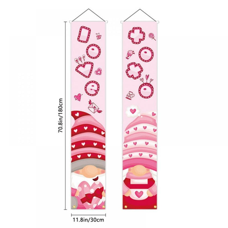 2 PCS Valentines Day Decorations Banners Door Porch Sign Hanging Love Heart Streamers Wall Decor Party Supplies Home & Garden > Decor > Seasonal & Holiday Decorations Hardlegix   