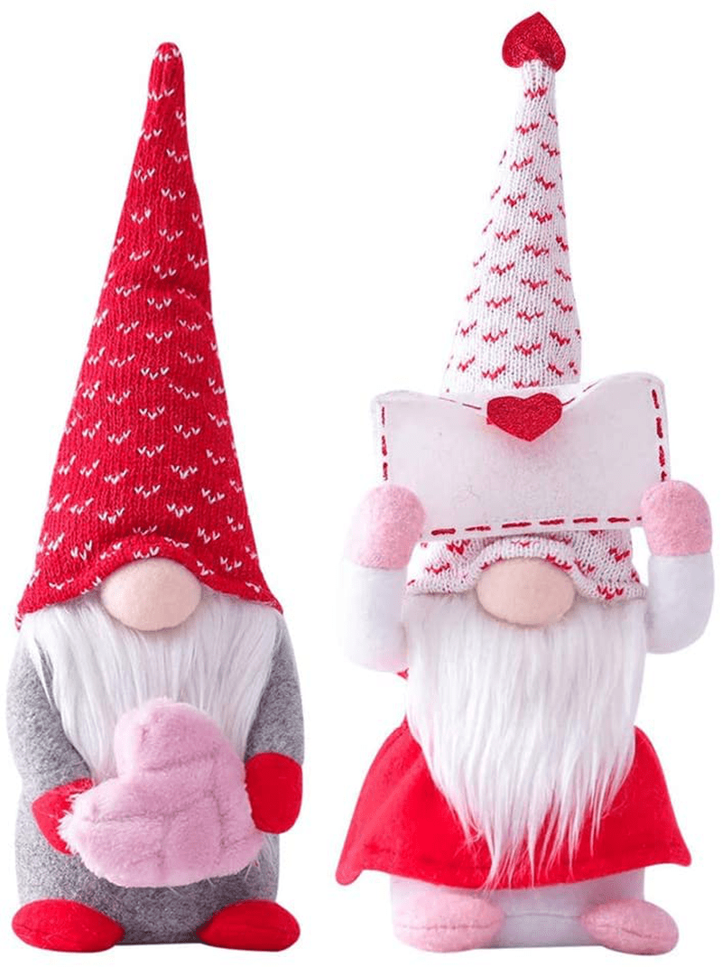 2 PCS Valentines Day Gnome Plush - Mr and Mrs Scandinavian Tomte Elf Decorations - Stuffed Plushie Ornaments - Swedish Tomte Dwarf Figurines Table Gnomes Decor Gifts Presents Home & Garden > Decor > Seasonal & Holiday Decorations Masdas Valentines' Day  