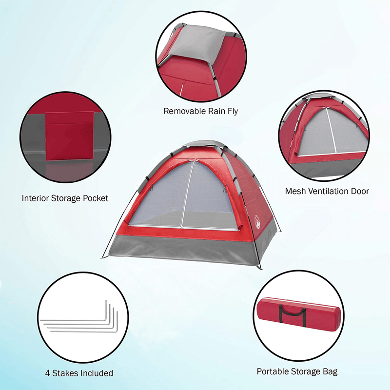 2-Person Camping Tent – Includes Rain Fly and Carrying Bag – Lightweight Outdoor Tent for Backpacking, Hiking, or Beach by Wakeman Outdoors Sporting Goods > Outdoor Recreation > Camping & Hiking > Tent Accessories Wakeman   