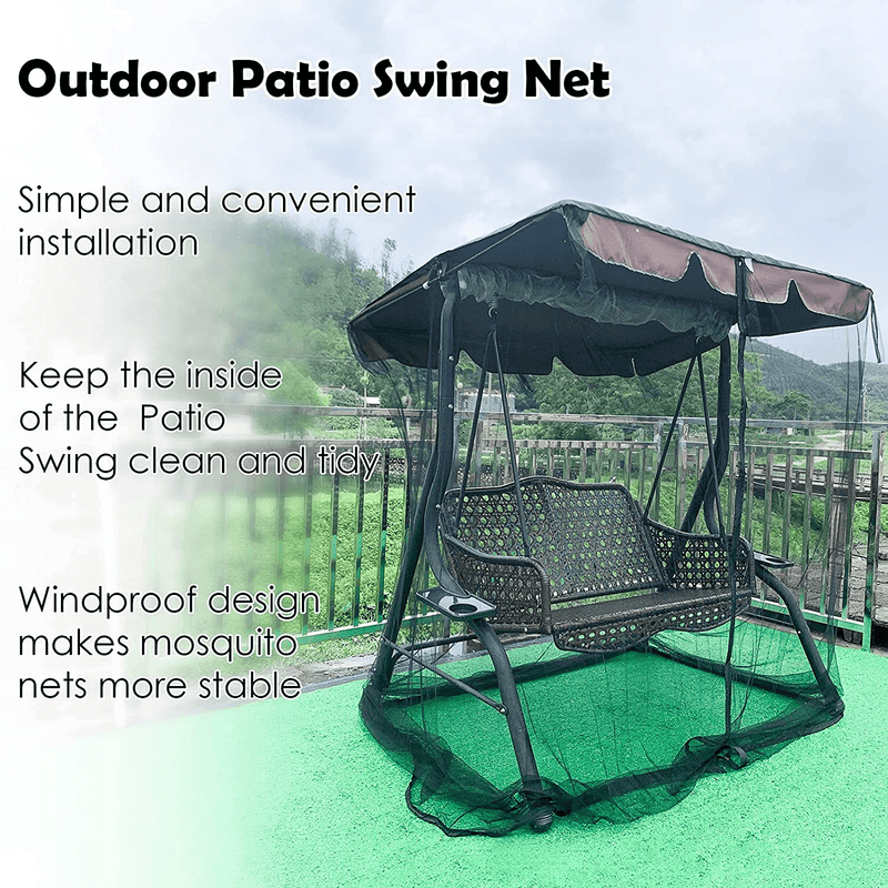 2-Person Outdoor Patio Swing Chair Nets, Polyester Mesh Net Screen,Universal Canopy Hanging Swing Glider Lounge Chair Net with Double Zipper Door and Storage Bag Home & Garden > Lawn & Garden > Outdoor Living > Porch Swings MeiMeiDa   
