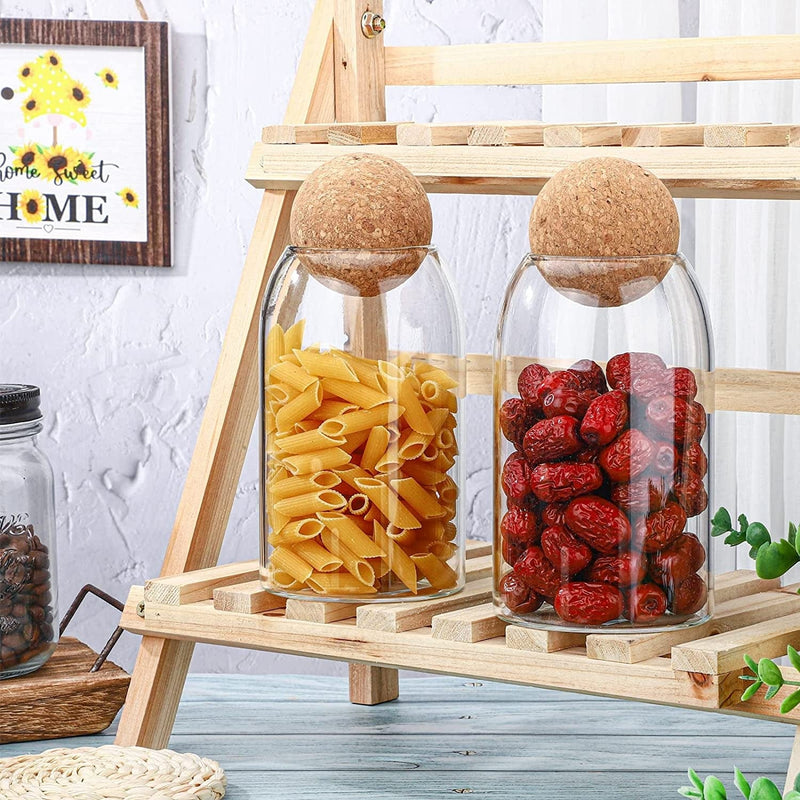 2 Piece Cork Glass Glass Jars with Cork Lid Storage Jar Coffee Jar Glass Container with Ball Cork round Glass Bottles with Cork Glass Canisters with Airtight Seal Wooden Lid(800 ML) Home & Garden > Decor > Decorative Jars Cunhill   