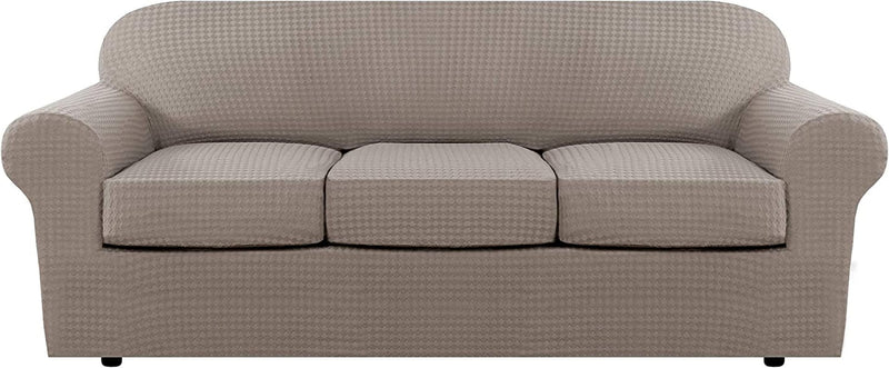 2 Piece Stretch Sofa Covers Couch Covers Armchair Slipcovers Form Fit Furniture Covers (Base Cover plus 1 Individual Cushion Covers) Feature Thicker Jacquard Fabric Washable (Chair, Sand) Home & Garden > Decor > Chair & Sofa Cushions H.VERSAILTEX Taupe Large 