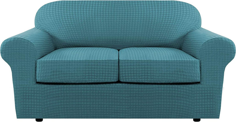 2 Piece Stretch Sofa Covers Couch Covers Armchair Slipcovers Form Fit Furniture Covers (Base Cover plus 1 Individual Cushion Covers) Feature Thicker Jacquard Fabric Washable (Chair, Sand) Home & Garden > Decor > Chair & Sofa Cushions H.VERSAILTEX Peacock Blue Medium 