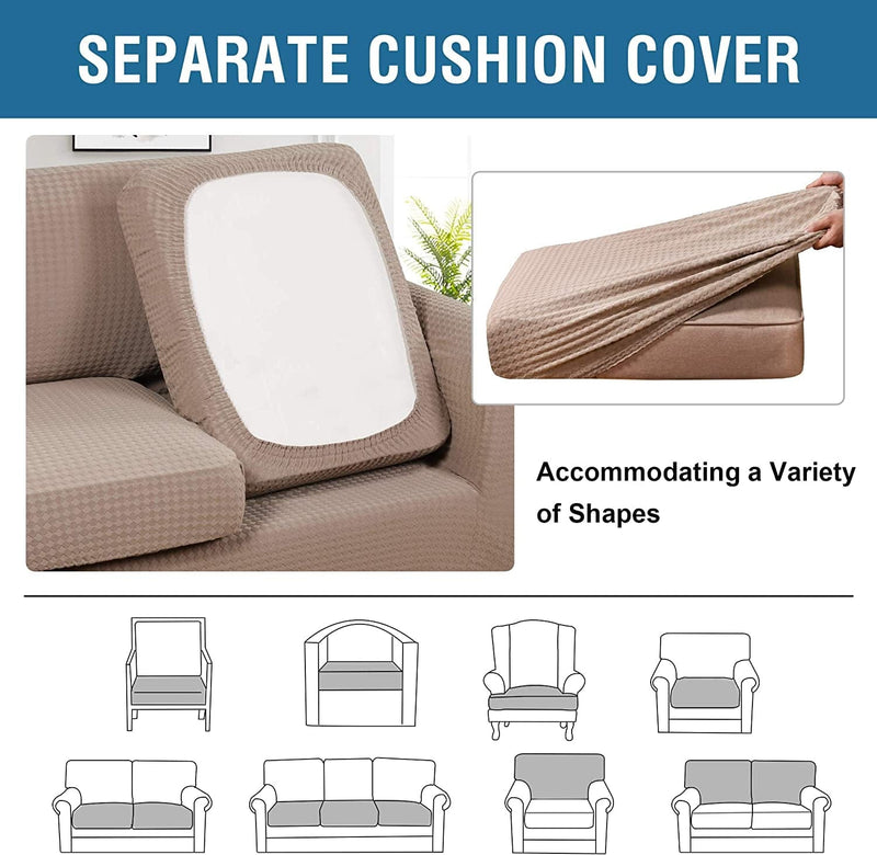 2 Piece Stretch Sofa Covers Couch Covers Armchair Slipcovers Form Fit Furniture Covers (Base Cover plus 1 Individual Cushion Covers) Feature Thicker Jacquard Fabric Washable (Chair, Sand) Home & Garden > Decor > Chair & Sofa Cushions H.VERSAILTEX   