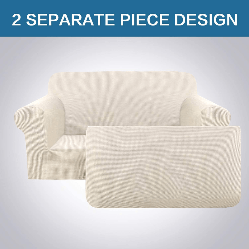2 Piece Stretch Sofa Covers Couch Covers for Living Room Furniture Slipcovers (Base Cover Plus Seat Cushion Cover) Feature Upgraded Thicker Jacquard Fabric Removable Washable (Sofa, Natural) Home & Garden > Decor > Chair & Sofa Cushions H.VERSAILTEX   