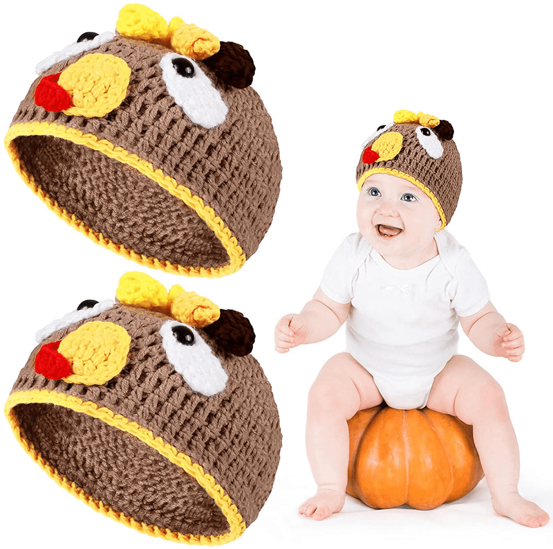 2 Pieces Baby Thanksgiving Christmas Beanie Hat Turkey Knitted Cap Toddler Cute Animal Beanie Unisex Warm Winter Hat Photograph Props for Infant Boys Girls Brown Home & Garden > Decor > Seasonal & Holiday Decorations& Garden > Decor > Seasonal & Holiday Decorations SATINIOR   