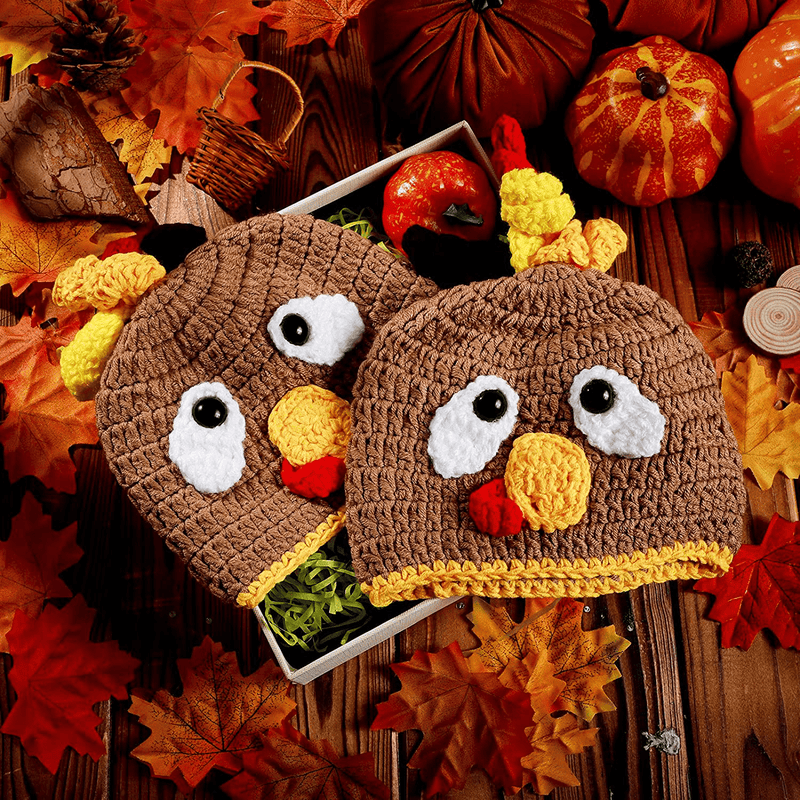 2 Pieces Baby Thanksgiving Christmas Beanie Hat Turkey Knitted Cap Toddler Cute Animal Beanie Unisex Warm Winter Hat Photograph Props for Infant Boys Girls Brown Home & Garden > Decor > Seasonal & Holiday Decorations& Garden > Decor > Seasonal & Holiday Decorations SATINIOR   