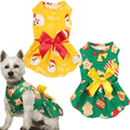 2 Pieces Christmas Dog Dresses Holiday Theme Dog Clothes Cat Apparel Cute Pet Clothes Dog Outfit Doggie Bowknot Dresses Puppy Party Costumes for Dogs Cats Pet Animals & Pet Supplies > Pet Supplies > Cat Supplies > Cat Apparel Sadnyy Vibrant Colors Cane Candies, Snowman 