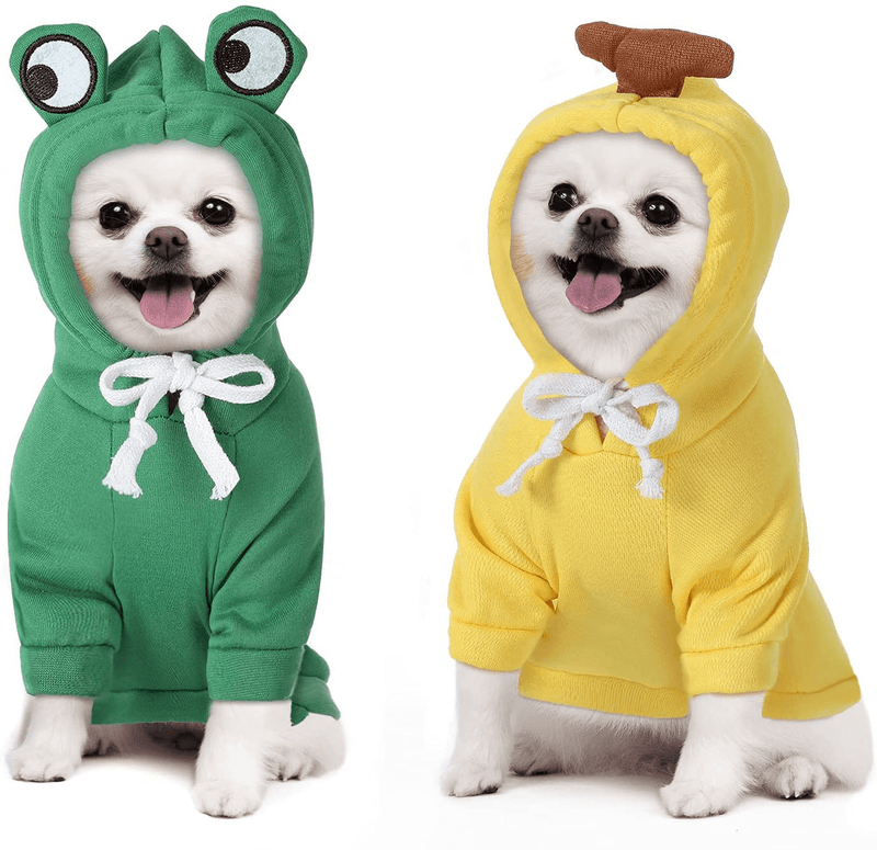 2 Pieces Fruit Dog Hoodie Clothes,Cute Dog Costume Warm Dog Sweater Cold Weather Sweatshirt Pet Coat for Puppy Small Medium Dogs Cats Animals & Pet Supplies > Pet Supplies > Dog Supplies > Dog Apparel Frienda Frog Style Medium 