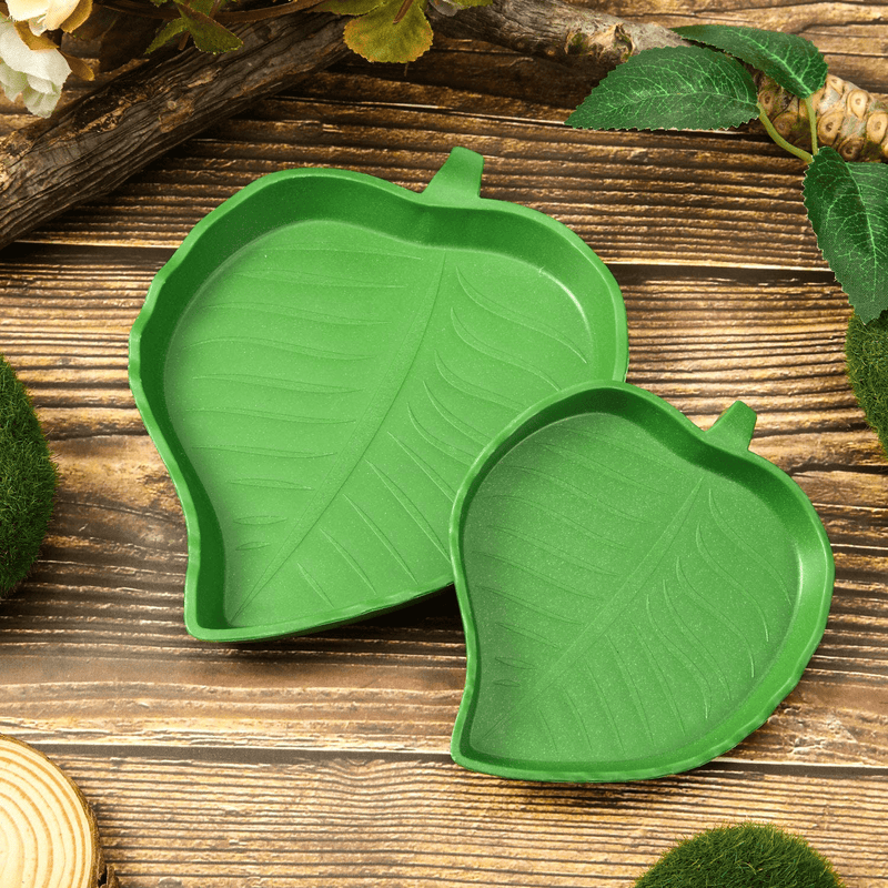 2 Pieces Leaf Reptile Food Water Bowl Plate Dish for Tortoise Corn Snake Crawl Pet Drinking and Eating, 2 Sizes Animals & Pet Supplies > Pet Supplies > Reptile & Amphibian Supplies > Reptile & Amphibian Habitats Boao   