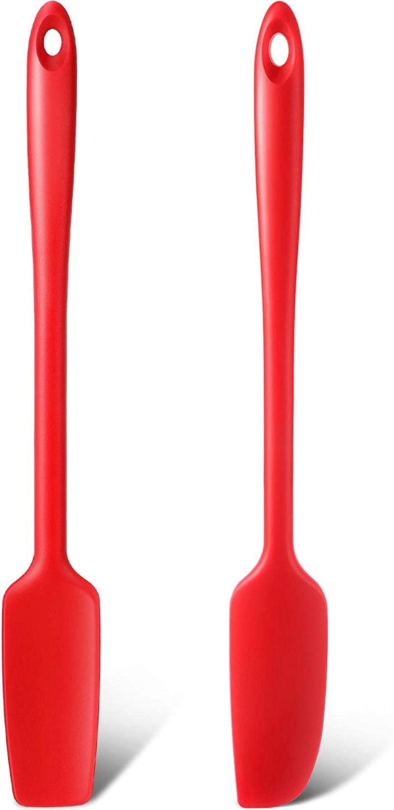 2 Pieces Long Handle Silicone Jar Spatula Non-Stick Rubber Scraper Heat Resistant Spatula Silicone Scraper for Jars, Smoothies, Blenders Cooking Baking Stirring Mixing Tools (Red)