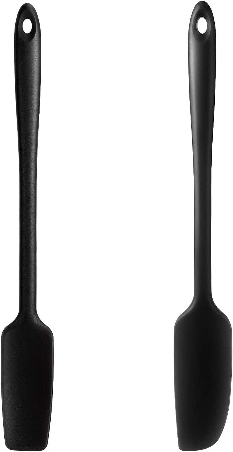 2 Pieces Long Handle Silicone Jar Spatula Non-Stick Rubber Scraper Heat Resistant Spatula Silicone Scraper for Jars, Smoothies, Blenders Cooking Baking Stirring Mixing Tools (Red) Home & Garden > Kitchen & Dining > Kitchen Tools & Utensils Patelai Black  