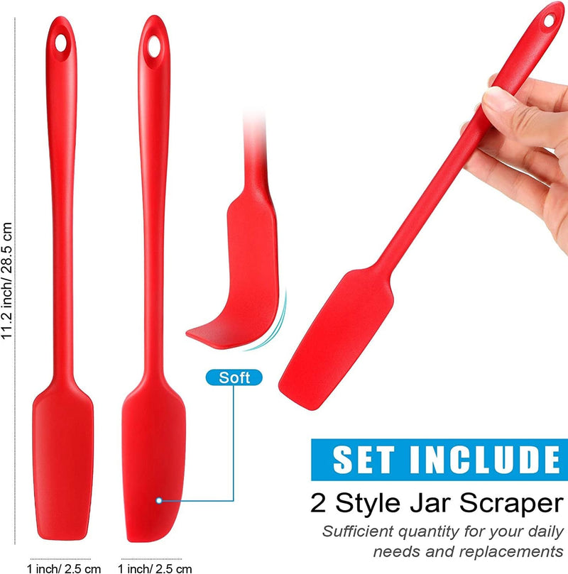 2 Pieces Long Handle Silicone Jar Spatula Non-Stick Rubber Scraper Heat Resistant Spatula Silicone Scraper for Jars, Smoothies, Blenders Cooking Baking Stirring Mixing Tools (Red) Home & Garden > Kitchen & Dining > Kitchen Tools & Utensils Patelai   