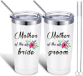 2 Pieces Mother of the Groom Mother of the Bride Mug Tumblers, Personalized Wedding Gift Idea for Engagement Announcement Party, 20 Oz Insulated Travel Mugs with Lids Straws Brushes (White) Home & Garden > Kitchen & Dining > Tableware > Drinkware Patelai White  