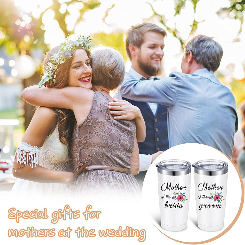 2 Pieces Mother of the Groom Mother of the Bride Mug Tumblers, Personalized Wedding Gift Idea for Engagement Announcement Party, 20 Oz Insulated Travel Mugs with Lids Straws Brushes (White) Home & Garden > Kitchen & Dining > Tableware > Drinkware Patelai   