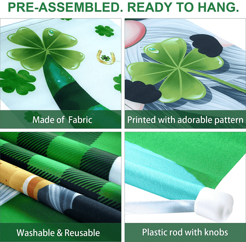 2 Pieces St. Patrick'S Day Banner Decorations Green Irish Gnome Welcome Banners Irish Shamrock Gnomes Porch Signs for St. Patrick'S Day Party Home Decorations Party Supplies Arts & Entertainment > Party & Celebration > Party Supplies Sumind   