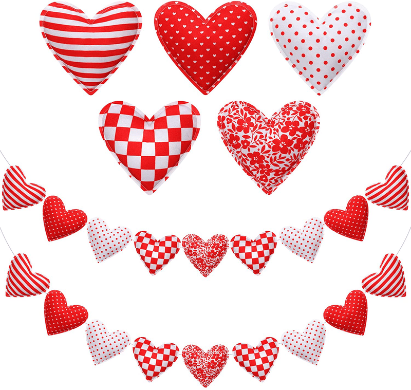 2 Pieces Valentine Red Heart Garland Fabric Heart Shaped Hanging Ornaments Love Valentine Garland Banner Hanging Garland for Valentines Day and Wedding Decoration Home & Garden > Decor > Seasonal & Holiday Decorations Kerien   