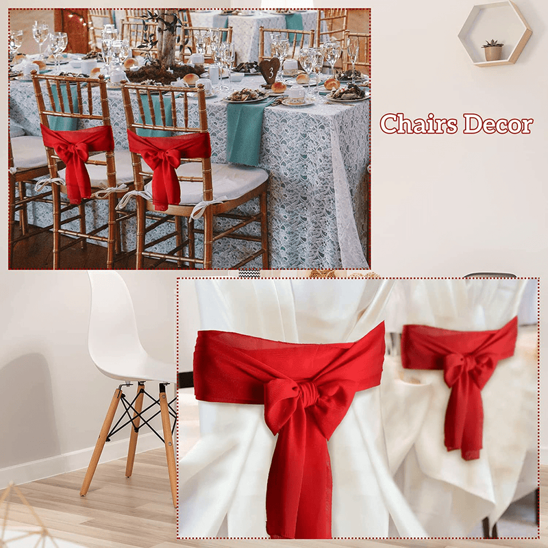 2 Pieces Valentine'S Day Chiffon Tulle Table Runner 12 X 106 Inch Table Runner Romantic Wedding Sheer Table Runner for Valentine'S Day Wedding Anniversary Bridal Shower Engagements Decor (Red) Home & Garden > Decor > Seasonal & Holiday Decorations Tegeme   