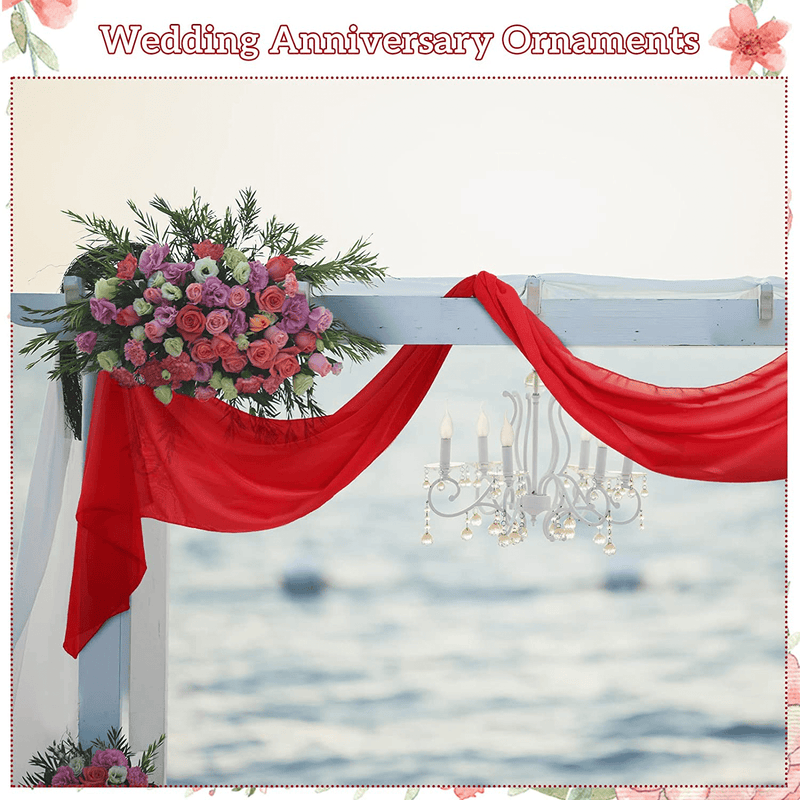 2 Pieces Valentine'S Day Chiffon Tulle Table Runner 12 X 106 Inch Table Runner Romantic Wedding Sheer Table Runner for Valentine'S Day Wedding Anniversary Bridal Shower Engagements Decor (Red) Home & Garden > Decor > Seasonal & Holiday Decorations Tegeme   