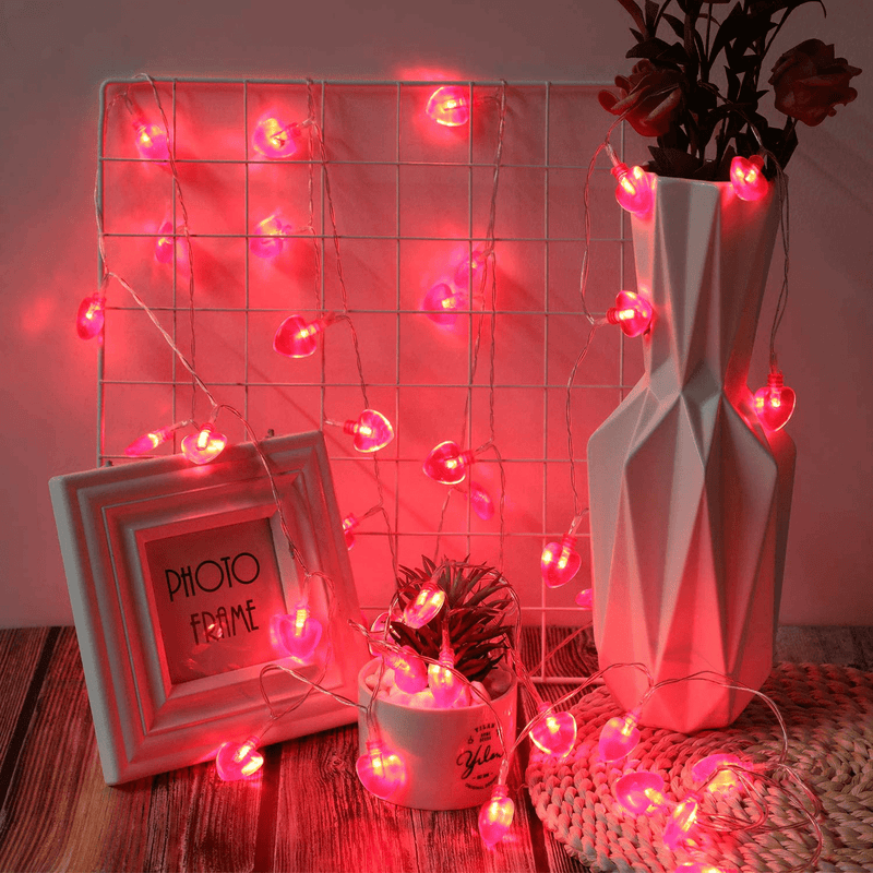 2 Pieces Valentine’S Day Party Decorations LED Heart Shape String Light Fairy String Lights for Valentines, Wedding, Proposal, Birthday and Home Decorations (8.2 Feet/ 20 LED, 15 Feet/ 40 LED)