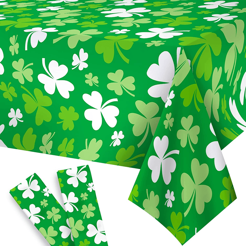 2 Pieces, Xtralarge St Patricks Day Tablecloth - 54'' X 108'' Inch, St Patricks Day Table Cover Plastic | St Patricks Day Decorations | Lucky Leaf Clovers Shamrock Table Cloth, St Patricks Tablecloth Arts & Entertainment > Party & Celebration > Party Supplies KatchOn   