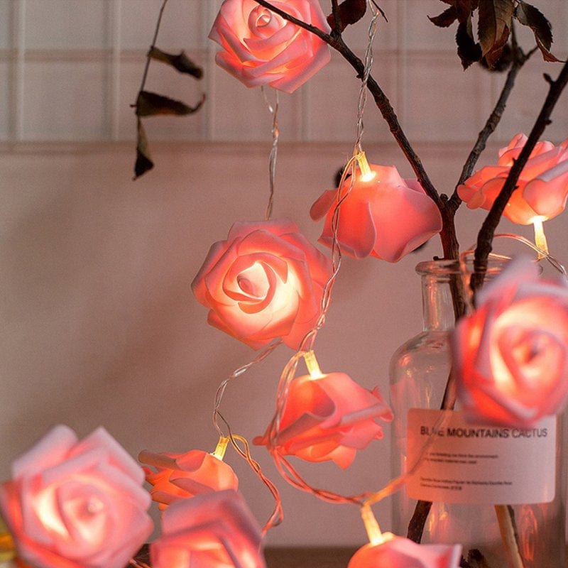 20/10/5Ft Rose Flower Fairy LED String Light Party Garland Valentine'S Day Propose Decor Wedding Decoration Battery Operated