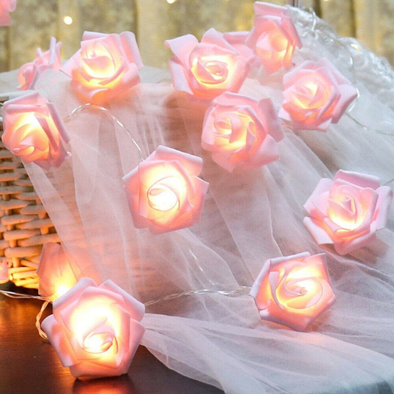 20/10/5Ft Rose Flower Fairy LED String Light Party Garland Valentine'S Day Propose Decor Wedding Decoration Battery Operated