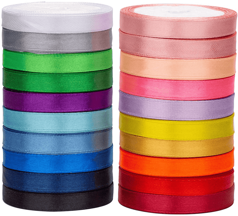 20 Colors 100 Yard Satin Ribbon Fabric Ribbon Silk Ribbon Embellish Ribbon Rolls, 2/5" Wide 5 Yard/Roll, Ribbons Perfect for Crafts, Hair Bows, Gift Wrapping, Wedding Party Decoration and More Arts & Entertainment > Hobbies & Creative Arts > Arts & Crafts > Art & Crafting Materials > Embellishments & Trims > Ribbons & Trim LIUYAXI   