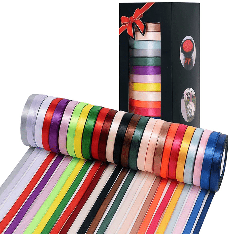 20 Colors 100 Yard Satin Ribbon Fabric Ribbon Silk Ribbon Embellish Ribbon Rolls, 2/5" Wide 5 Yard/Roll, Ribbons Perfect for Crafts, Hair Bows, Gift Wrapping, Wedding Party Decoration and More Arts & Entertainment > Hobbies & Creative Arts > Arts & Crafts > Art & Crafting Materials > Embellishments & Trims > Ribbons & Trim LIUYAXI 2/5"X800Yards  