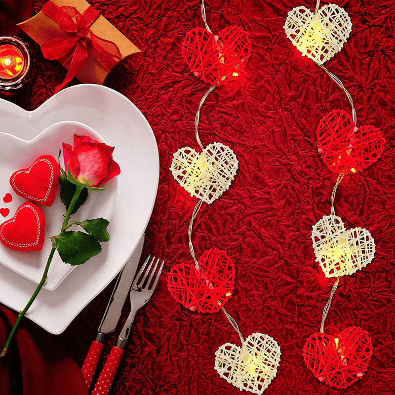 20 Leds Heart Shaped String Lights 20 Feet Valentines Day Decorative Lights Fairy Lights Rattan Vintage Lights Decorations for Home Christmas Wedding (2 Pieces) Home & Garden > Decor > Seasonal & Holiday Decorations Mudder   