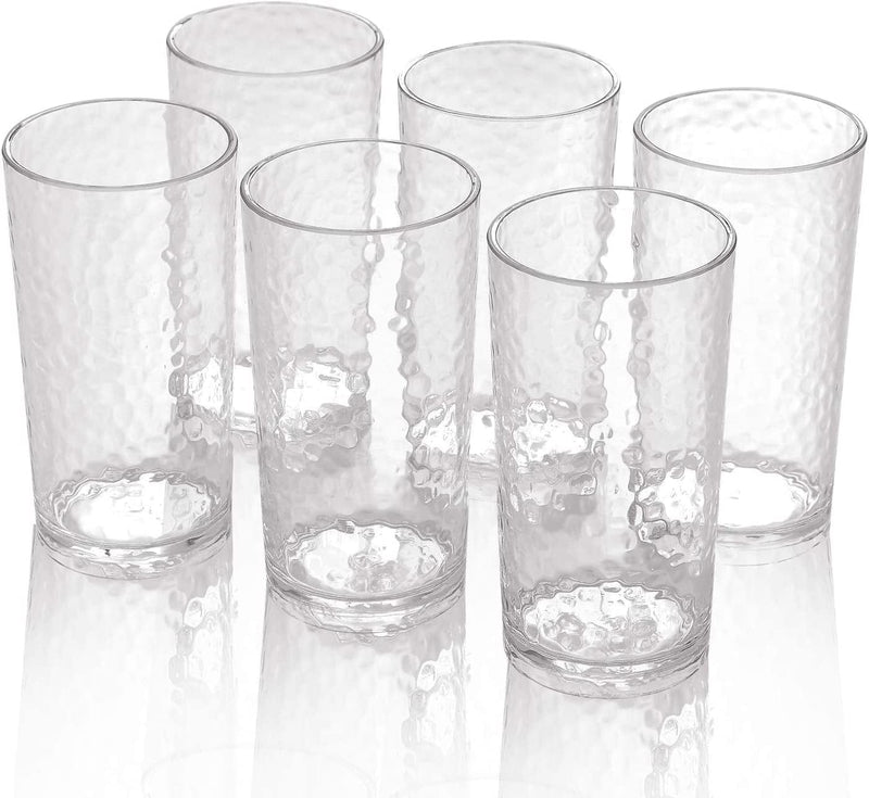 20-Ounce Acrylic Glasses Plastic Tumbler, Set of 6 Clear - Hammered Style, Dishwasher Safe, BPA Free Home & Garden > Kitchen & Dining > Tableware > Drinkware KX-WARE 6  
