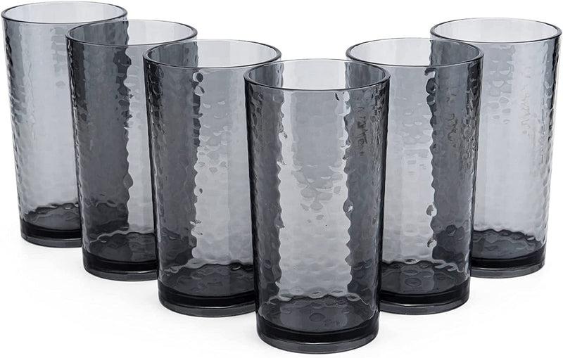 20-Ounce Acrylic Glasses Plastic Tumbler, Set of 6 Multicolor - Hammered Style, Dishwasher Safe, BPA Free Home & Garden > Kitchen & Dining > Tableware > Drinkware KX-WARE Gray 6 