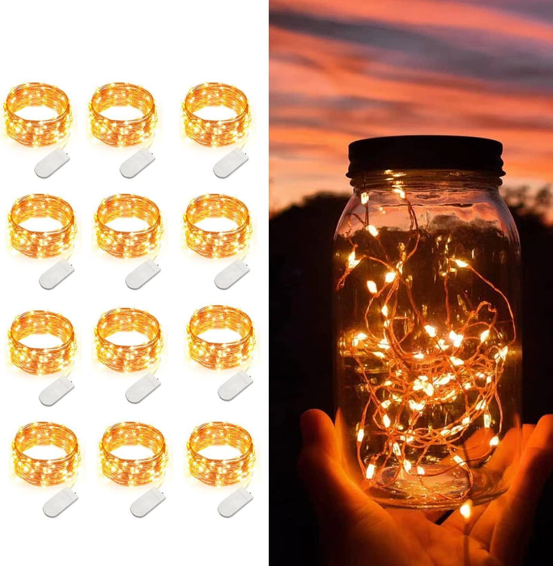 20 Pack LED Fairy Lights Battery Operated,7.2Ft 20 LED Silver Wire Warm White Mason Jar Lights,Firefly Mini Led String Lights for Mason Jars Party Crafts Wedding Decorations Home & Garden > Lighting > Light Ropes & Strings MEMOREE Copper Wire Warm White 12 