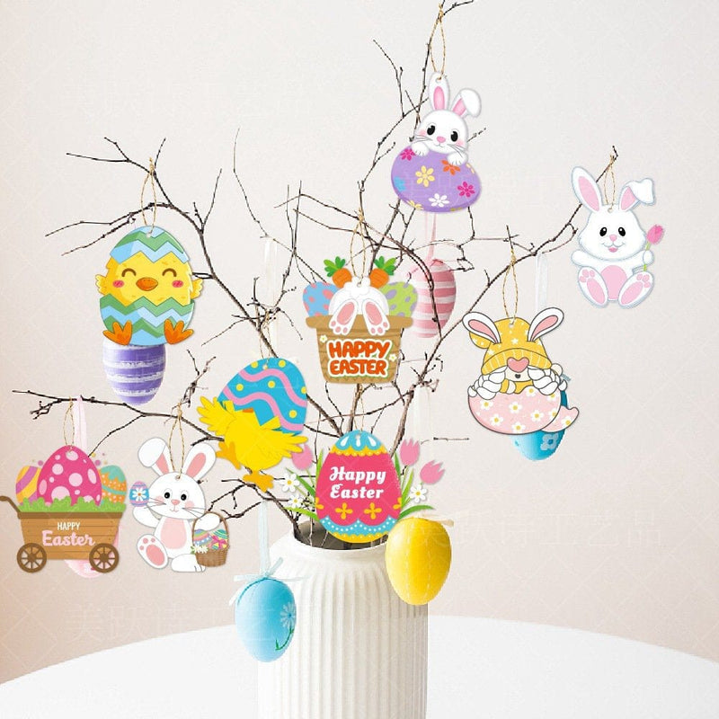 20 Pcs Easter Tree Decorations,Easter Eggs Decoration Pendants,10 Easter Decoration Styles Home & Garden > Decor > Seasonal & Holiday Decorations GZWCHS   