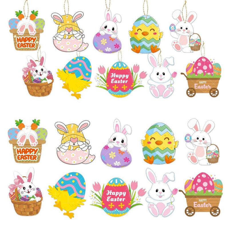 20 Pcs Easter Tree Decorations,Easter Eggs Decoration Pendants,10 Easter Decoration Styles Home & Garden > Decor > Seasonal & Holiday Decorations GZWCHS   