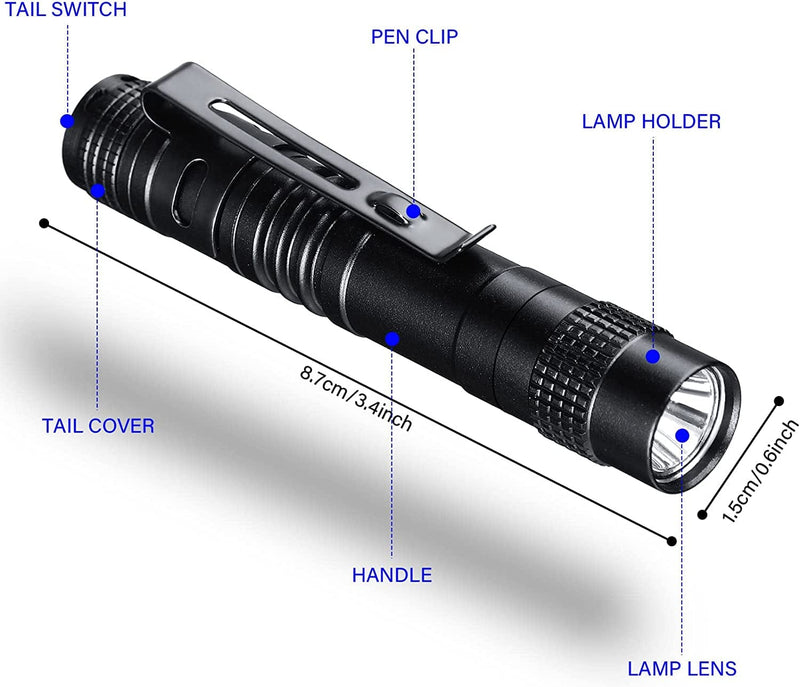 20 Pcs Mini Pen Light Flashlights,Pocket Flashlights Pen for Nurses with Clip Small LED Handheld Slim Torches for Police Inspection Repair Camping Hiking Outdoor Emergency without AAA Battery Hardware > Tools > Flashlights & Headlamps > Flashlights Hortsun   