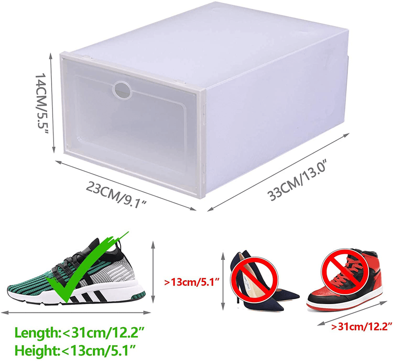 20 PCS Shoe Storage Boxes,Clear Plastic Clamshell Shoebox Stackable Shoe Organizer Foldable Display Box Container Closet Shelf Shoe Organizer,Need to Assemble (Angel White Large round Holes)