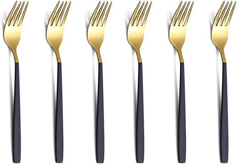 20 Piece Silverware Flatware Cutlery Set,Stainless Steel Utensils Service set for 4,Mirror Finish,Dishwasher Safe (Shining Golden Spoon and Matt Black Handle)