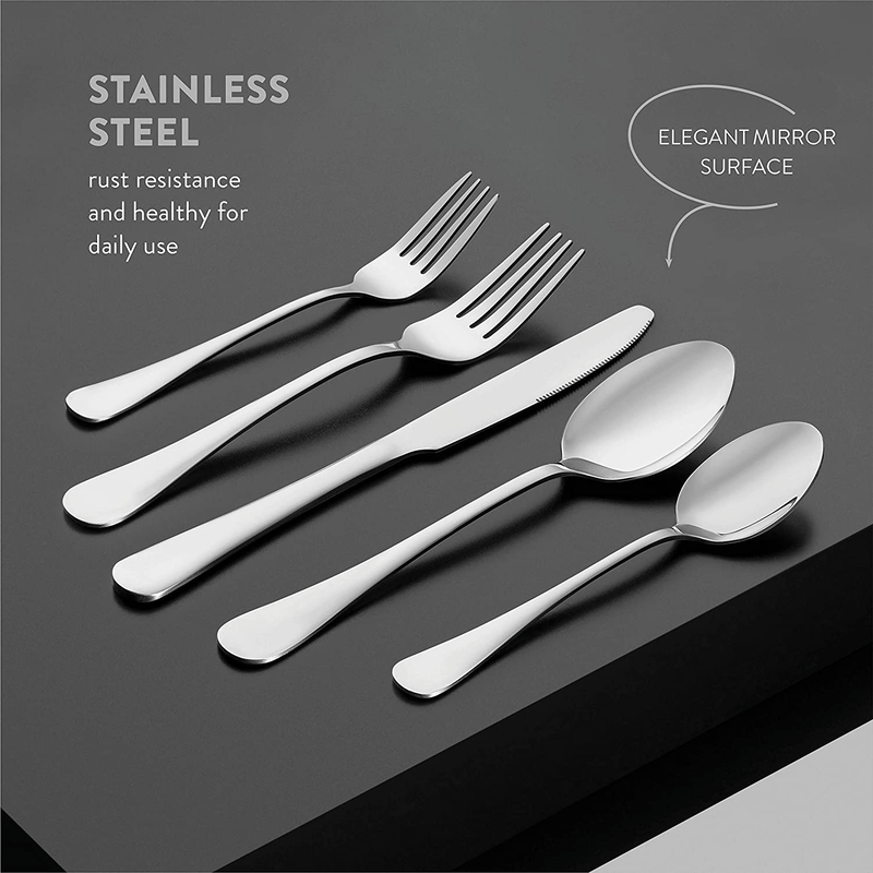 20-Piece Stainless Steel Silverware Set - Attractive Mirror Finished Flatware Set - Serving for 4, Classic Cutlery set for Home/Restaurant - Includes Spoons, Forks & Knifes - Dishwasher Safe Utensils